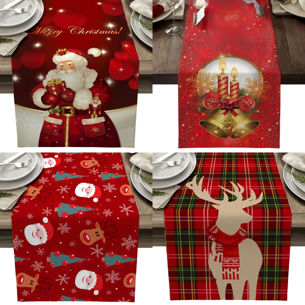 

Christmas Table Flag Linen Creative Print Snowman Table Mat Atmosphere Christmas Table Decorations Christmas Deco for Home