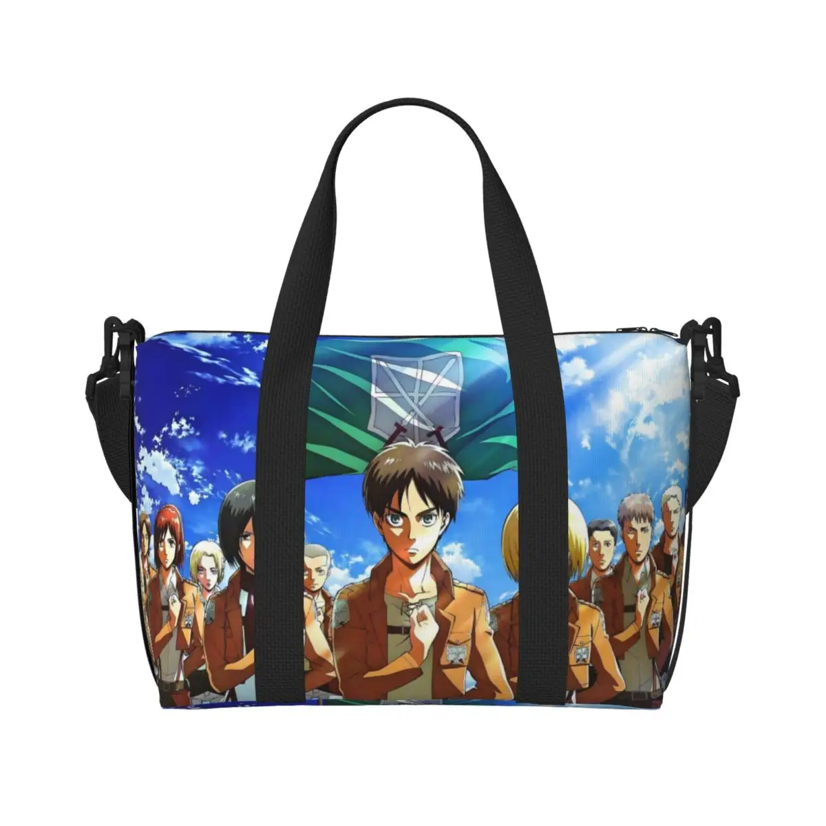 

Custom Attacks On Titans Tote Bag Women Big Capacity Cool Cartoon Manga Fashionable Beach Gym Travel Bags