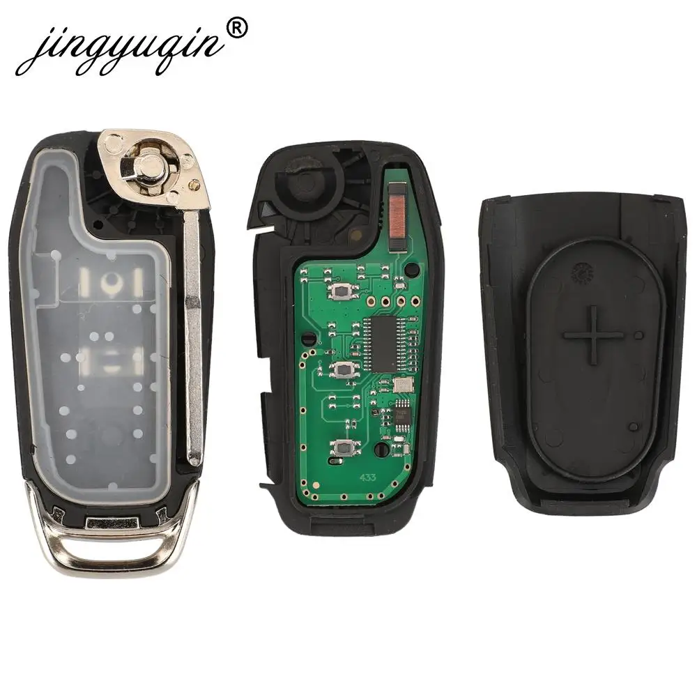 jingyuqin Flip Remote Key Fob ID49 433Mhz DS7T-15K601-B /EB3T-15K601-BA For Ford F150 Ranger Galaxy S-Max KA+ Mondeo V