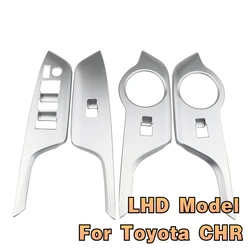 LHD 4Pcs ABS Chrome Car Window Lift Switch Button Panel Cover Decoration Stikcer Trim for Toyota CHR C-HR 2016 - 2020 Acc.