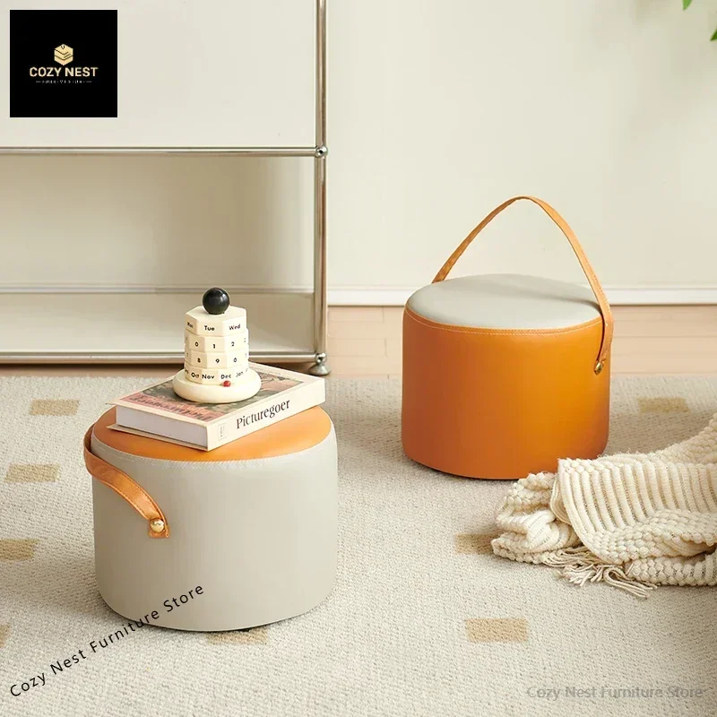 Low stool household living room small stool strong and durable stackable portable sofa footstool soft bag sitting pier coffee ta