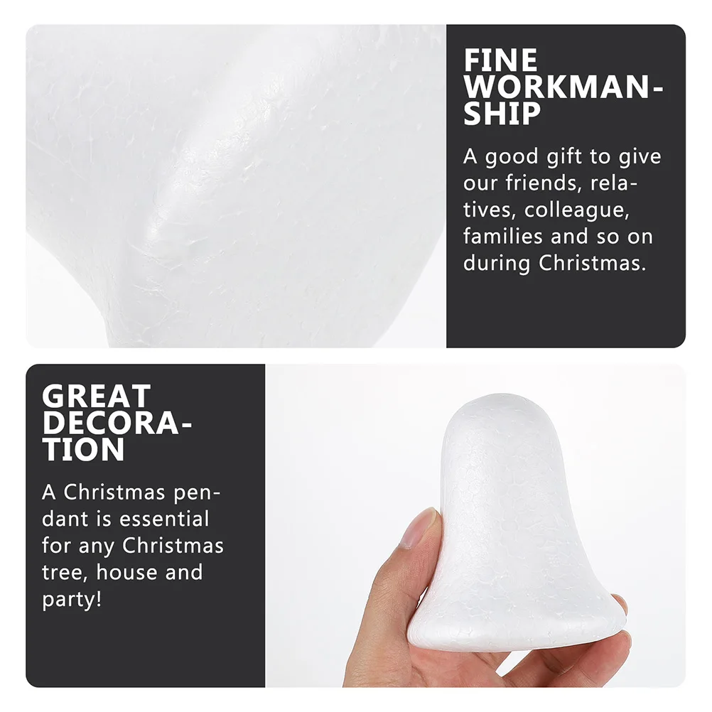 

15pcs White Foam Bells 9cm Solid DIY Craft Ornaments Kids Christmas Party Decorations Foam Models Handmade Supplies