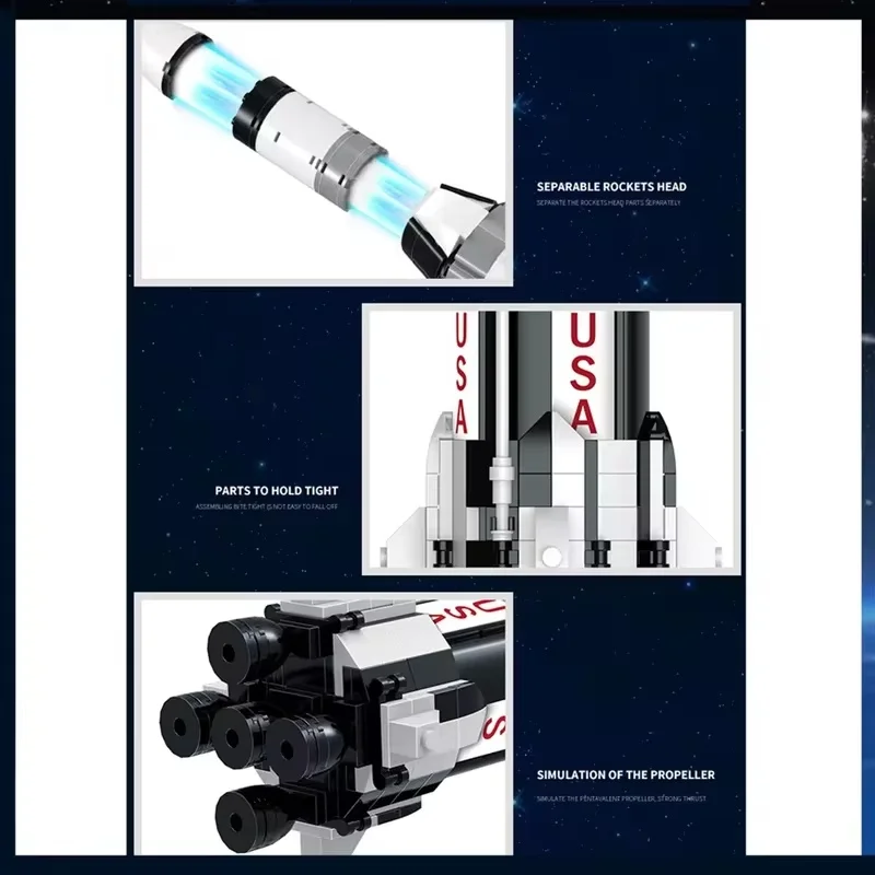 2024 New 1969PCS USA NASAS Exploring Apollos Saturn V Space Launch Rocket Model Building Blocks Bricks Children Kid Toys Gifts