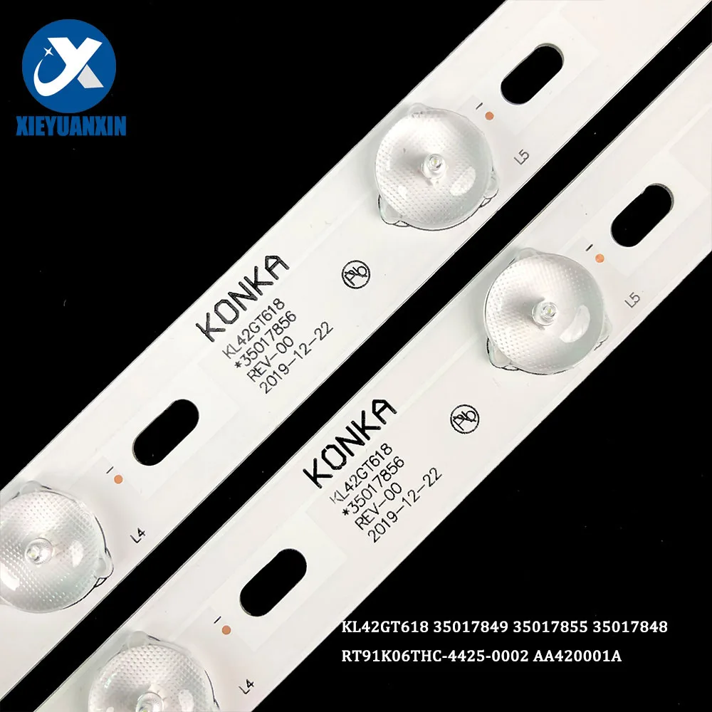 Tira de luces Led de retroiluminación para Tv KONKA, piezas de repuesto para reparación de Tv de 42 pulgadas, 6V, L:466mm, R:496mm, KL42GT618, RT91K06THC-4425-000