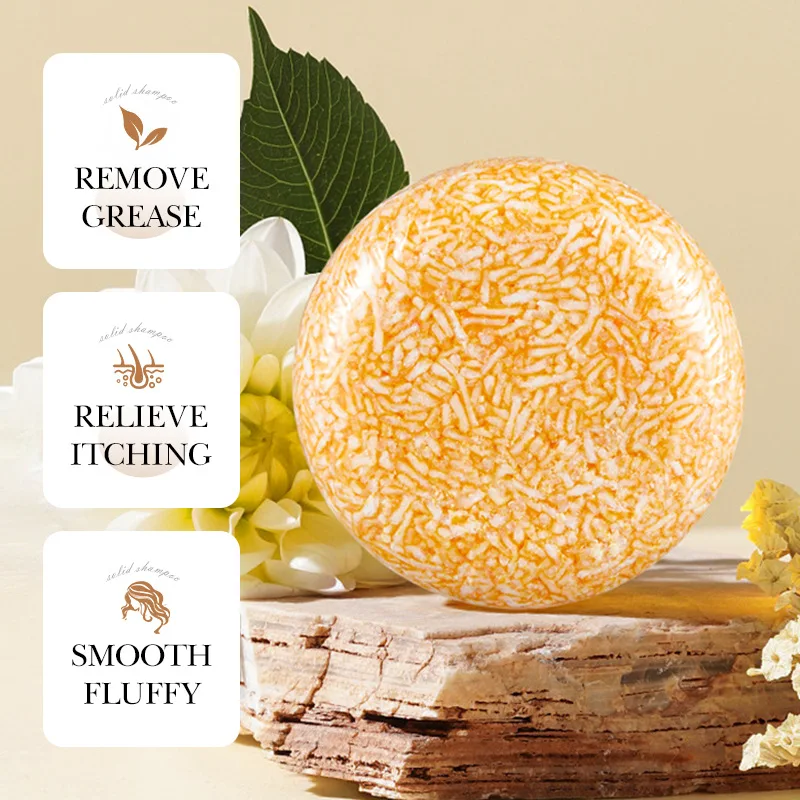 SADOER Herbal Shampoo Bar Ginger Polygonum Multiflorum Handmade Essential Oil Hair Soap for Oily Scalp Refreshing & Nourishing