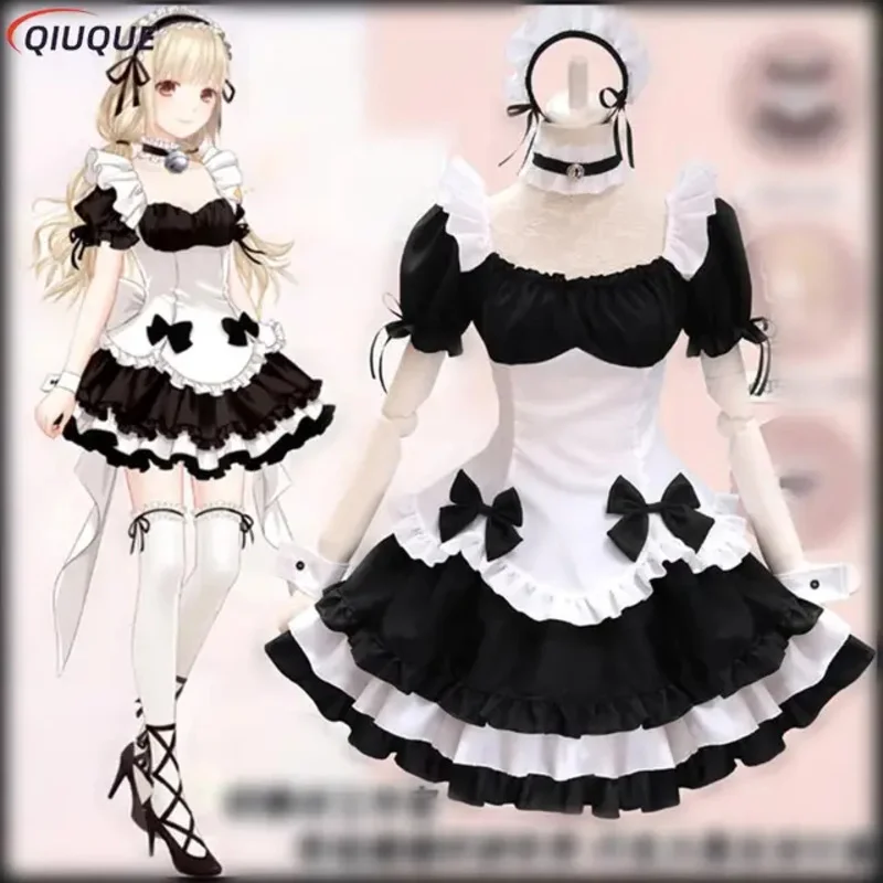 Anime Black Maid Costumes French Bowknot cameriera gonna ragazze donna Amine Cosplay Costume cameriera costumi del partito