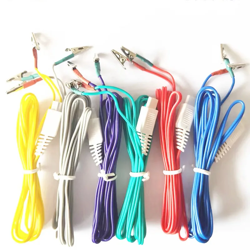 4PCS Output Wires KWD808I Pulse Therapy device Output Wire Crocodile Clip Wire 1.5m Accessories Needle Cables Acupuncture Patch