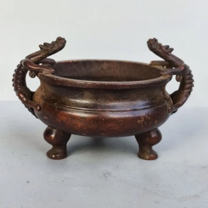 - Pixiu double-ear , vintage home decoration craft, three-legged incense burner