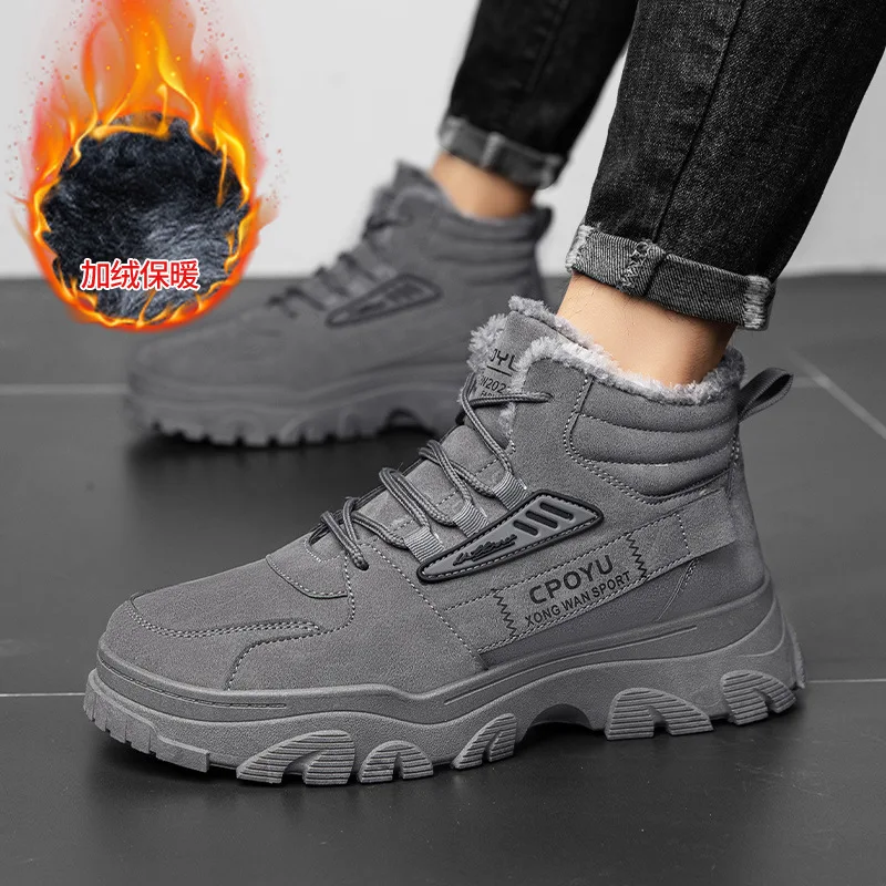 Winter Men‘s Boots High Top Waterproof Work Boots For Men Lace Up Platform Ankle Boot Non-slip Hiking Boots Casual Shoes for Men