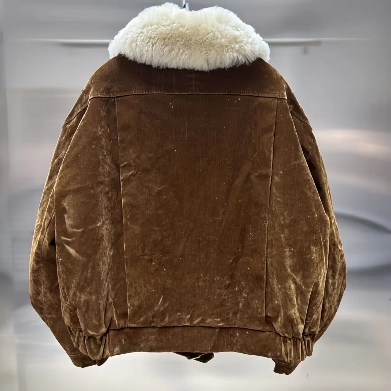 Women Faux Fur Collar Coat Winter Jacket Single Breasted Female Outwear Fashion Flocking Cowboy Overcoat
