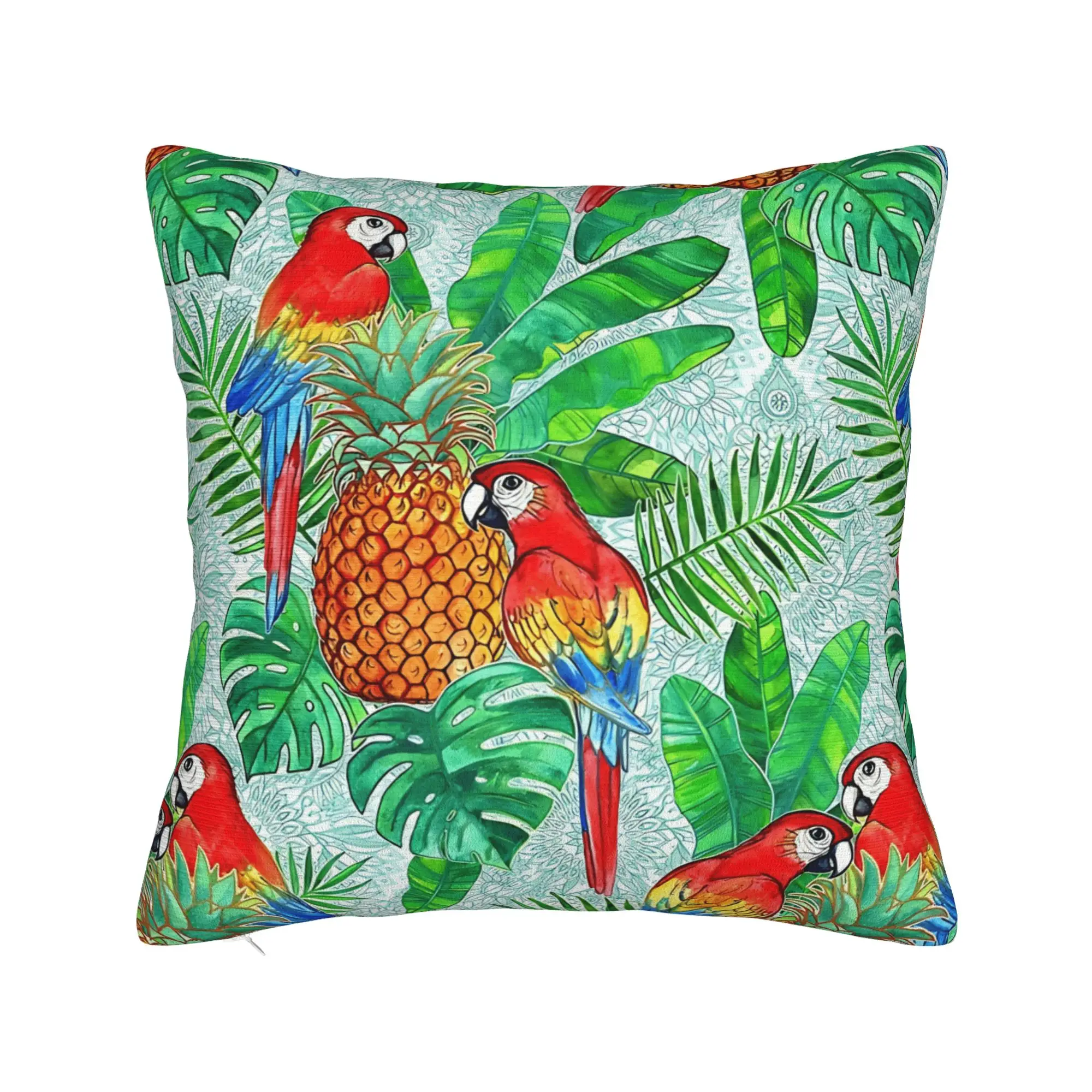 Tropical Parrot Palm Pillow Cover  Square Cushion Cover Fashion Pillow Case For Living Room Bed Chair