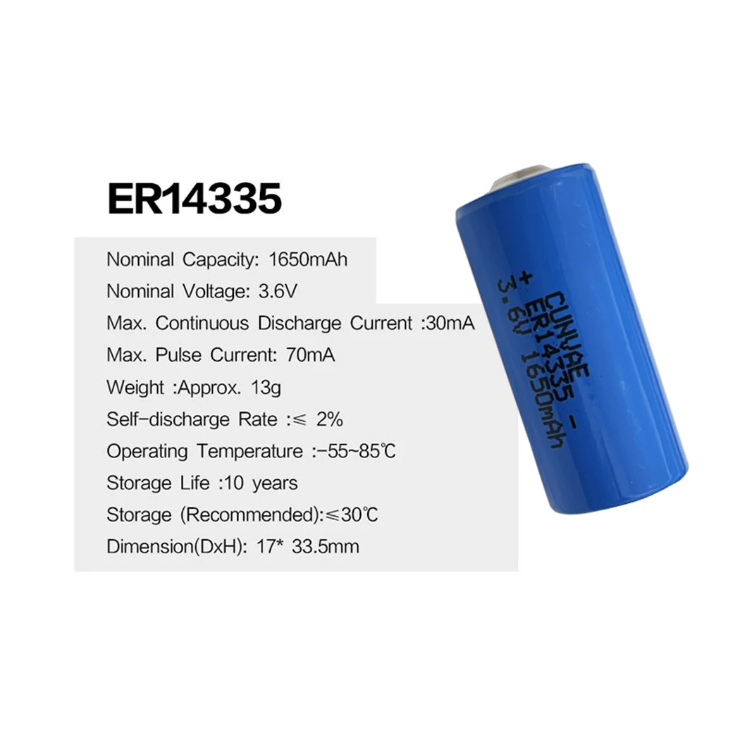 10PCS ER14335 2/3AA 3.6V liSOCL2 AA Lithium Battery 2/3 AA 14335 PCL 2 AA Dry Primary Cell 1650mah Gas Meter Replace for TL-4955