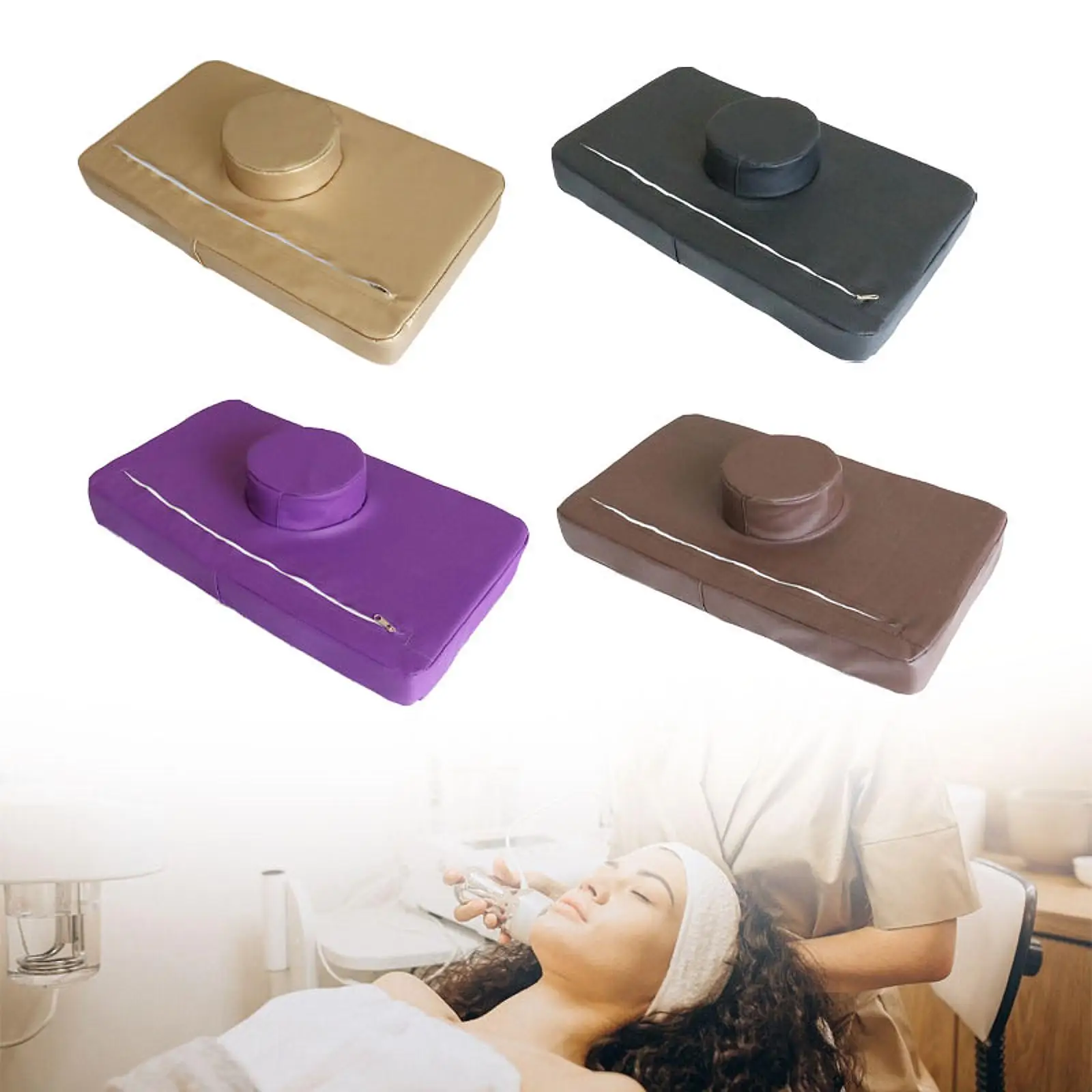 

Массажная подушка для красоты из искусственной кожи с цилиндрической подушкой для наращивания ресниц и шеи