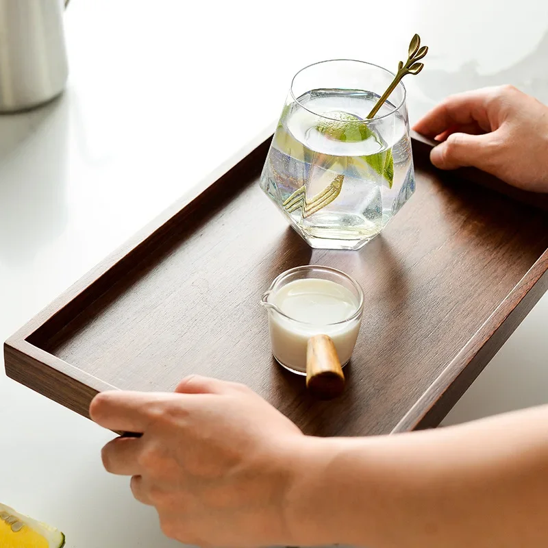 Walnut Wooden Serving Tray Tea Cup Saucer Trays Fruit Plate Storage Pallet Plate Decoration Japanese Food Rectangular Plate