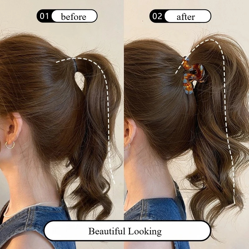 Irregular Marble Pattern Hair Claw Korean Simple Acetate Ponytail Clip Back Head Shak Clip Elegant Ponytail Hairpin Accessories