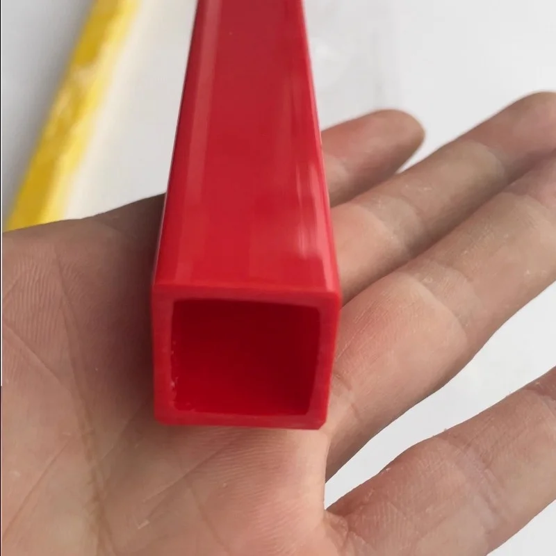2Pcs Length 495mm Yellow & Red PC Polycarbonate Rigid Tube - Plastic Square Tube Square Bar & Hollow Plastic Pipe Size 20x20mm