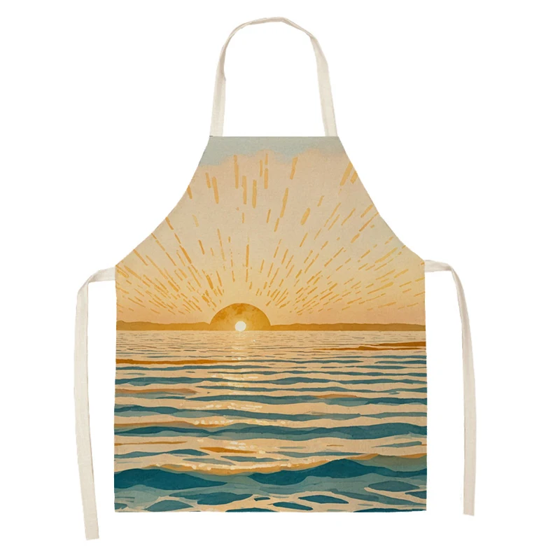 Women's kitchen apron Linen man Children's Big size Child girl Waterproof funny Half Work Coffee nordic boho morandi abstract