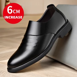 Nuovo piatto da uomo in vera pelle/6CM scarpe da ascensore rialzanti scarpe da lavoro formali in pelle uomo scarpe da sposa Casual britanniche