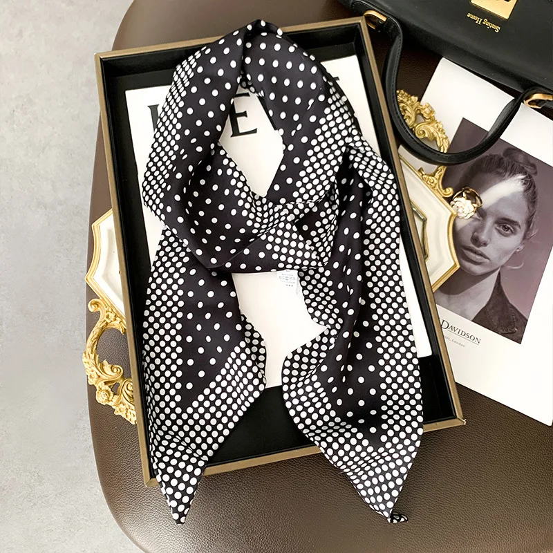 Gepunkteter langer Schal für Damen – Neuheit für den Sommer: Hochwertiger dekorativer Gürtel, Taschenband, Haarschmuck im japanischen und koreanischen Stil – Beliebt