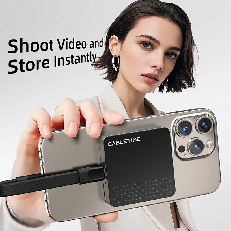 CABLETIME Custodia SSD M.2 2230 NVMe Adattatore esterno magnetico da 10 Gbps da M.2 a USB tipo C per ProRes MacBook iPhone 16 Pro Max