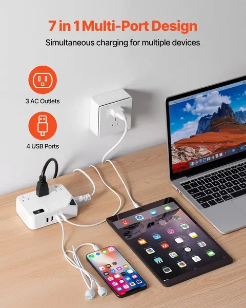 محول جهد كهربي تنحى 220 فولت إلى 110 فولت محول سفر مع 2 منافذ USB C