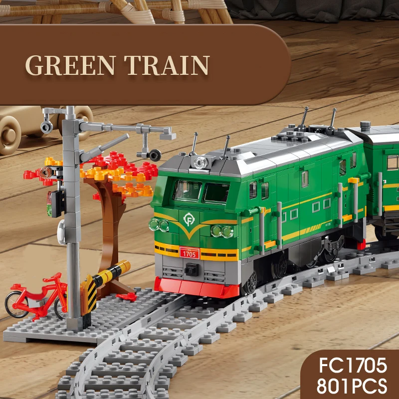 Technical City Power Sightseeing Train High-tech Railway Track Building Blocks Vehicle Assemble Brick Toy Gift For Kid Boy Adult