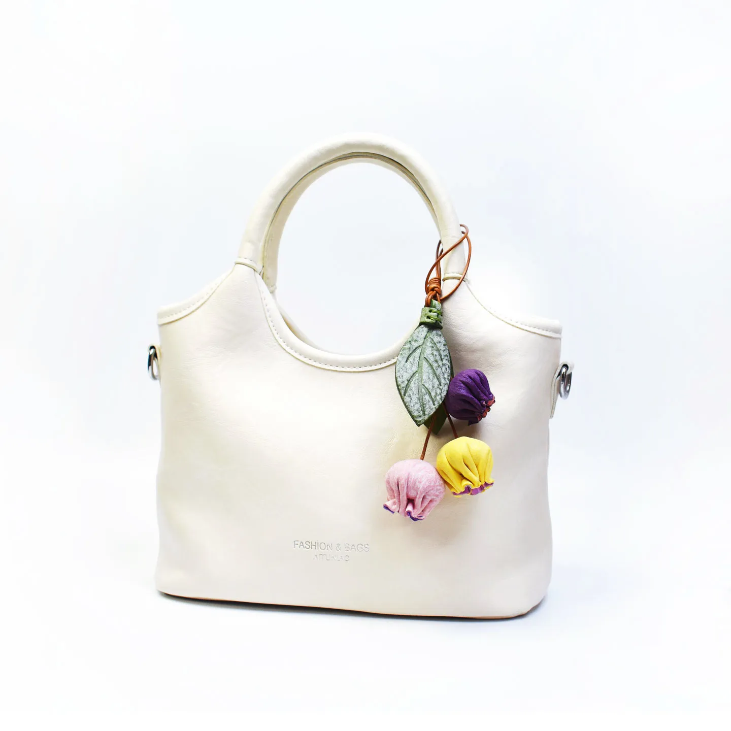 Three-color Bell Flower Handmade Leather Bag Charm Top Layer Cowhide Rural Style Decoration Fashion Accessories Bag Pendant