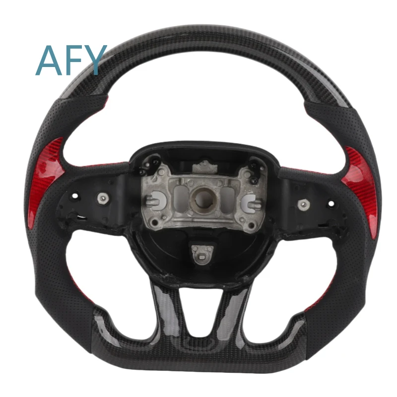 Wheel Perforated Leather Replacement for HELLCAT for 2015 2021 D Type Steering Wheel Red Grip Steering Wheel Cover for Dodge