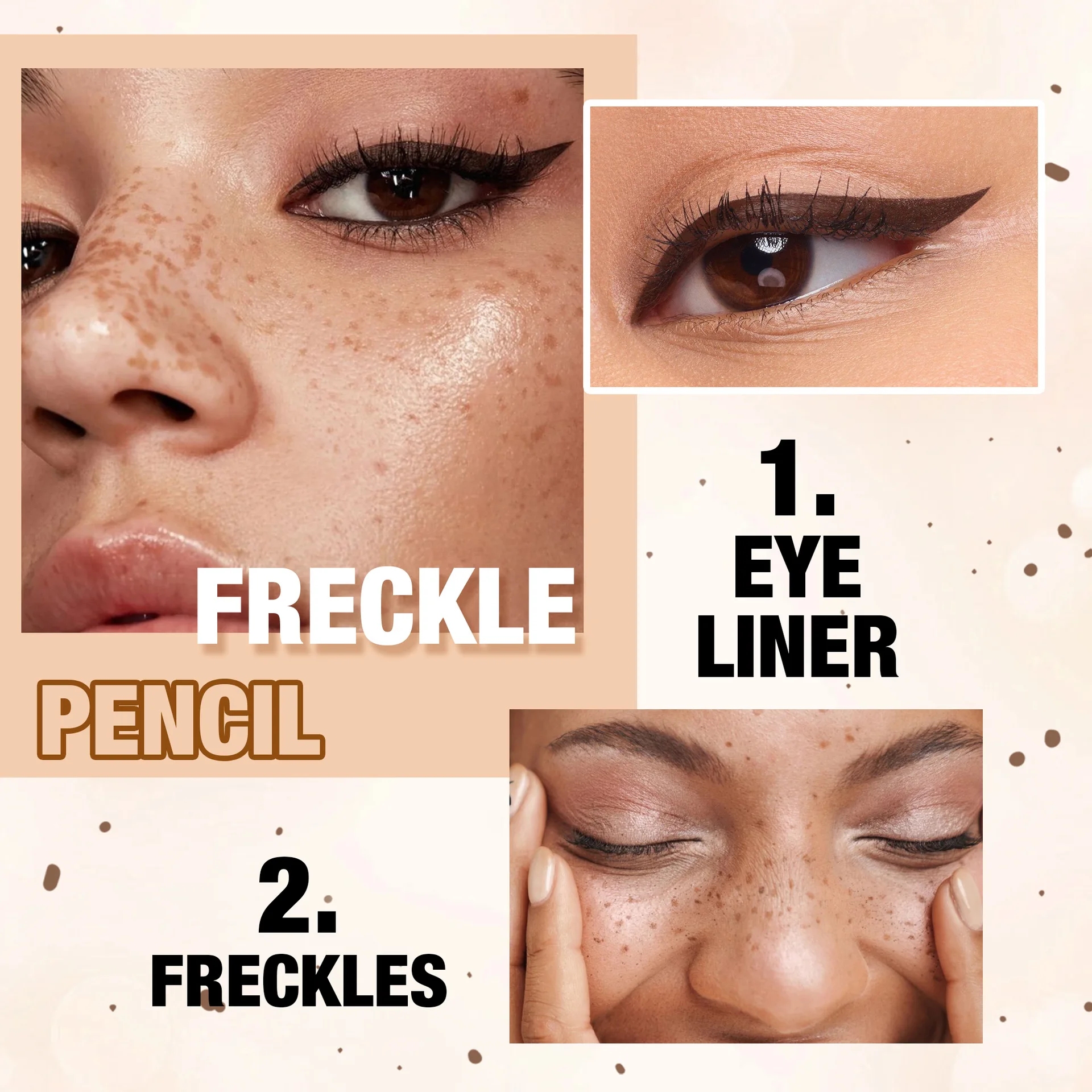 Dual Tip Sproet Eyeliner Pen Waterdicht Sneldrogend 2 Kleuren Natuurlijke Nep Sproeten Make-up Tool voor Cosplay Festival Cosmetica