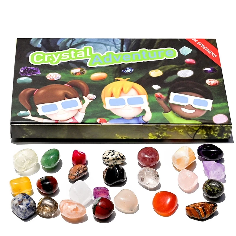 

Crystal Advent Calendar With 24 Natural Gemstones, Xmas Countdown Calendar For Home Table Decor, Holiday Gift For Women