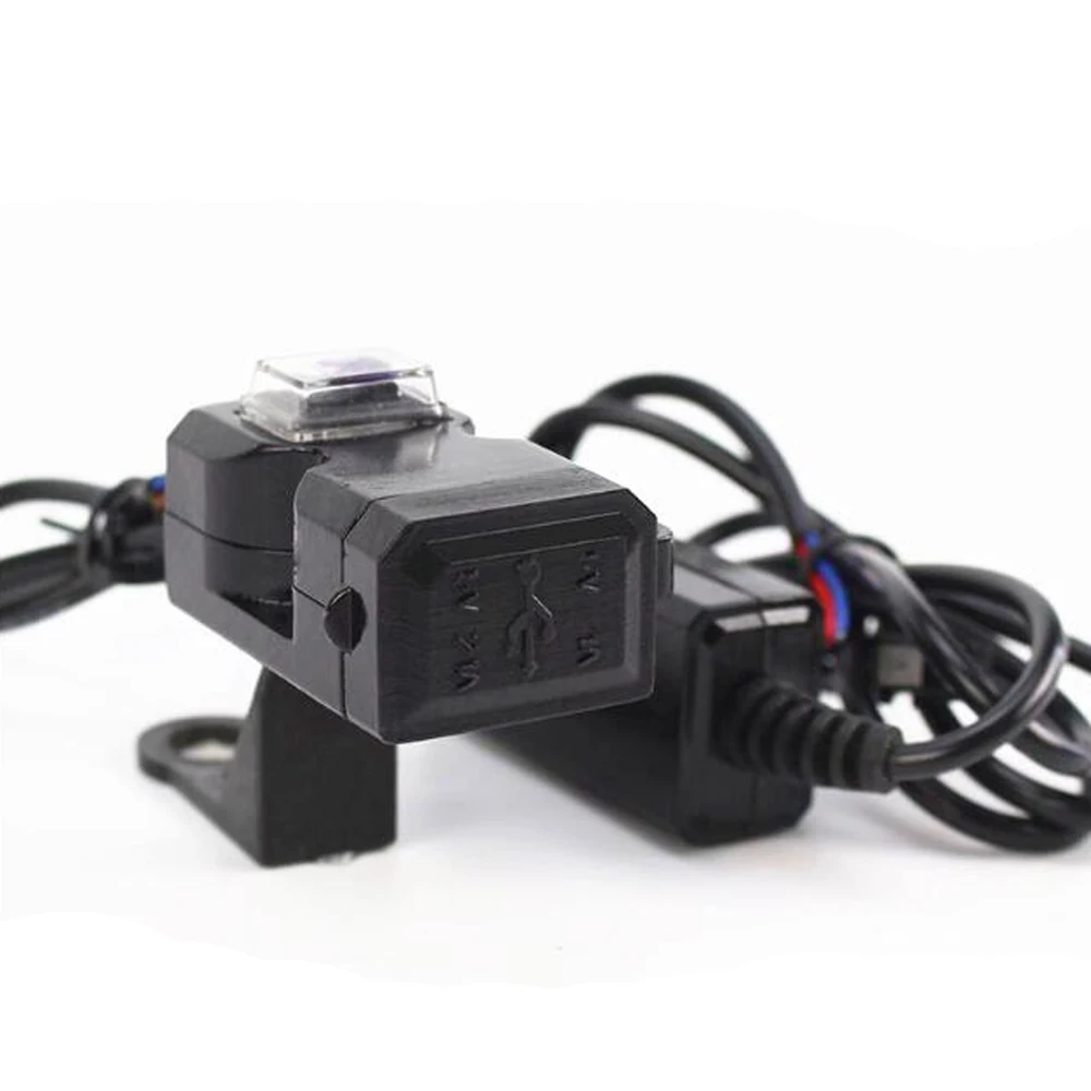 Cargador de puerto USB dual para motocicleta, adaptador de teléfono móvil para manillar, a prueba de agua, 5v 1a/2,1a, 12v