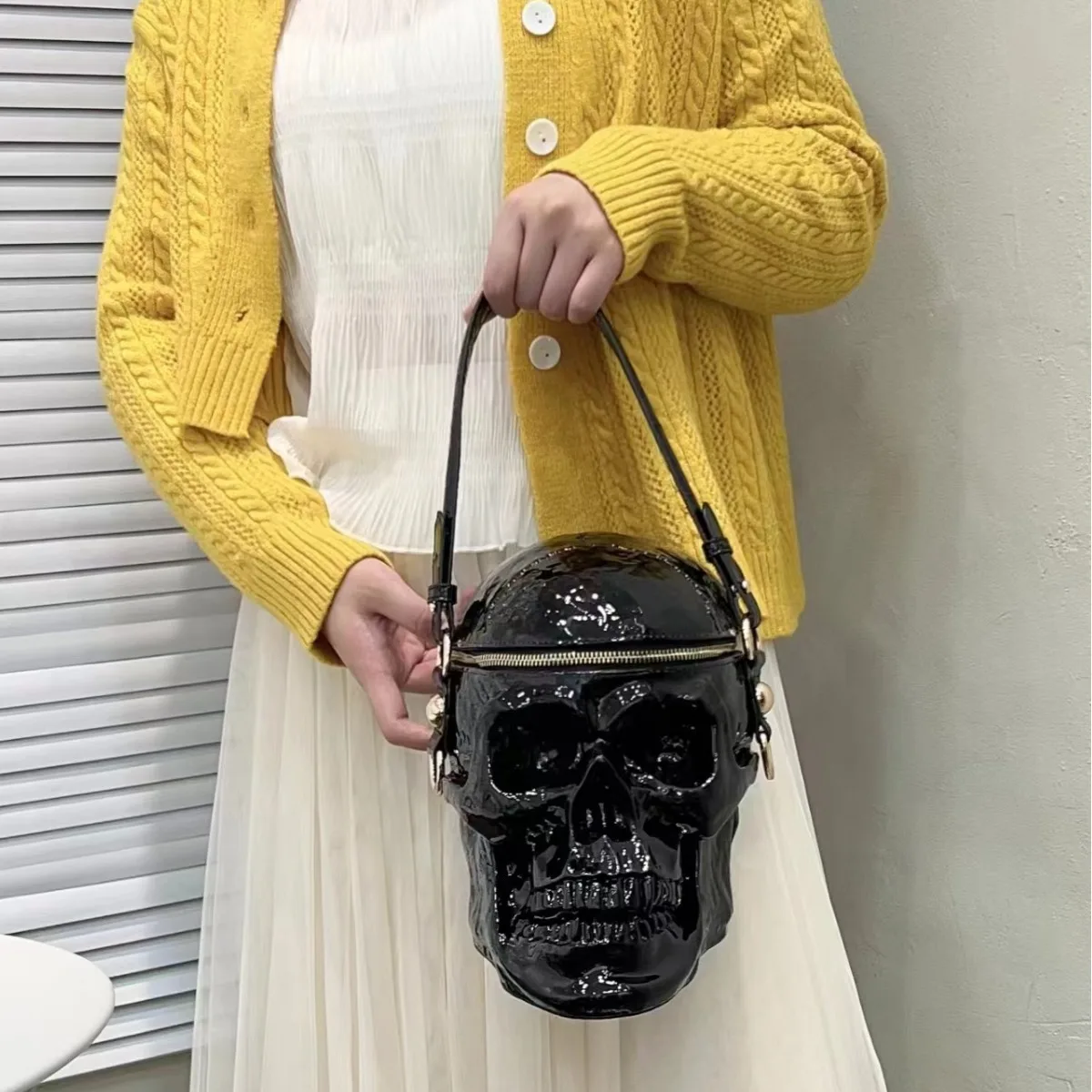 European and American Skull Funny Halloween Style Handbag Women\'s Shoulder Crossbody Bag