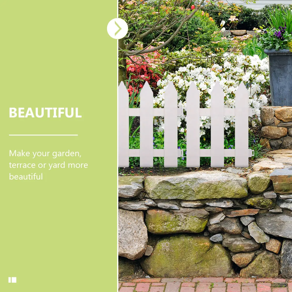 

5 Sets White Plastic Garden Fence 25 Long 30 Stakes DIY Lawn Flowerbed Borders Picket Fence Garden Edging Plant