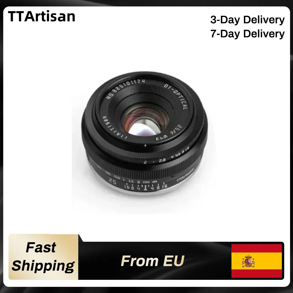 Objectif TTArtisan 25 mm F2 APS-C � mise au point manuelle pour Sony E Fuji X Nikon Z Livraison rapide depuis l'entrep�t � l'�tranger en Europe