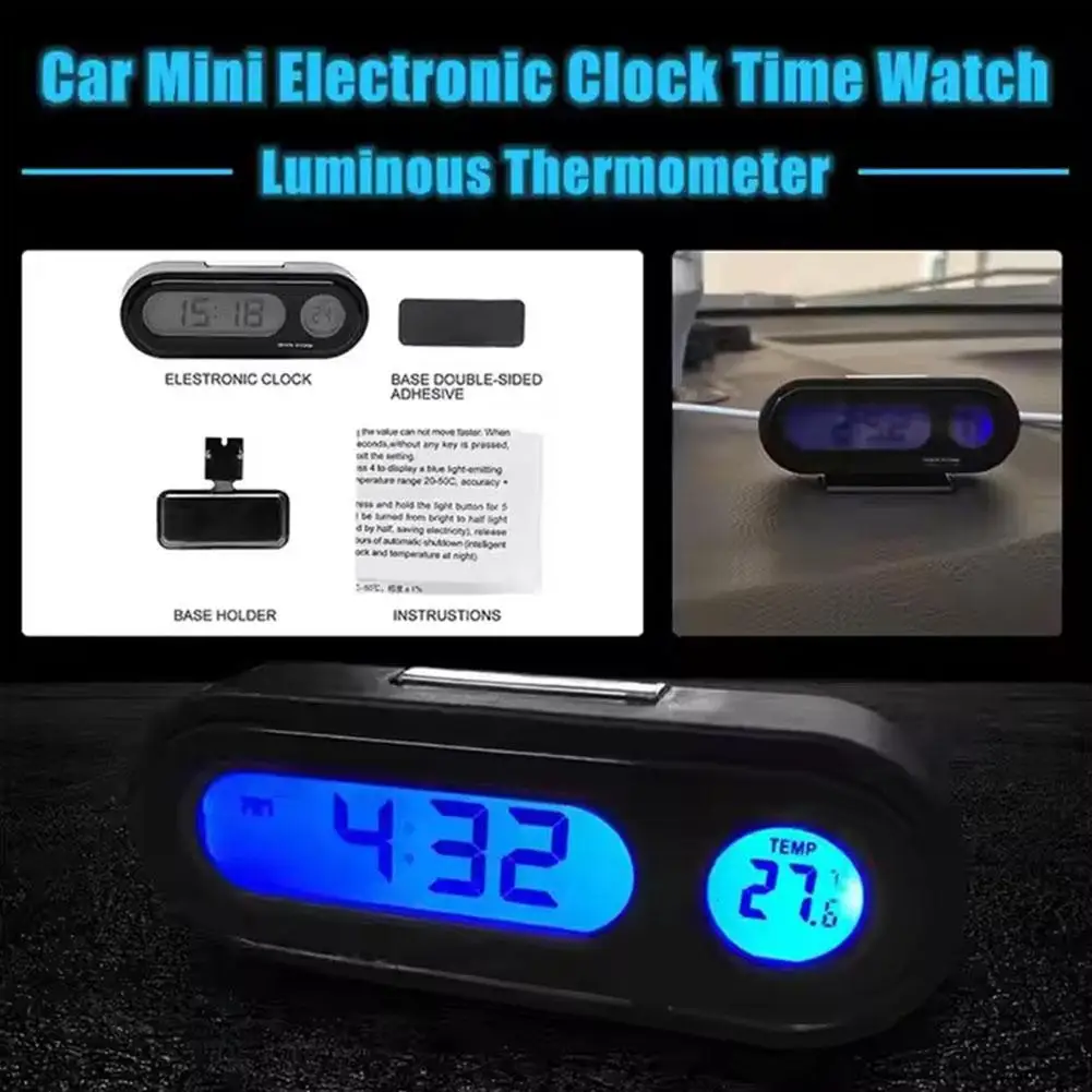 

NEW 2 In 1 Car Clock Digital Thermometer Time Watch Digital Display Car Luminous Backlight LCD Accessories Auto Styling Clo P7Z1