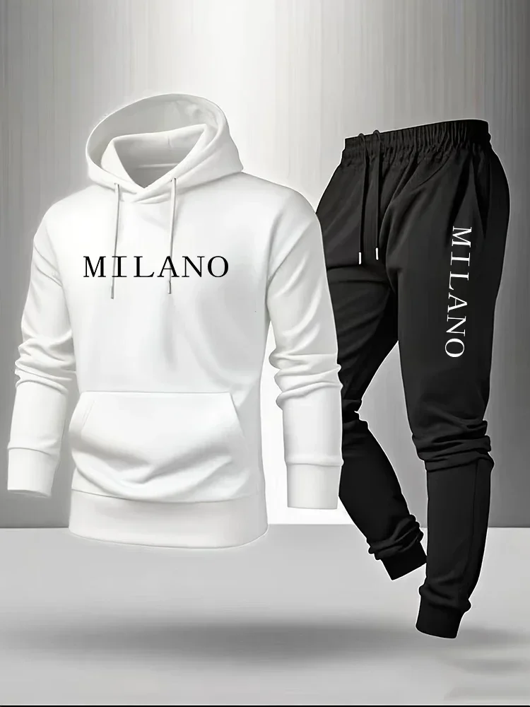 Conjunto deportivo de moda para hombre, con estampado, sudaderas con capucha, ropa informal para actividades al aire libre, gimnasio, deportes, correr, ropa de otoño e invierno, ropa deportiva para hacer ejercicio.