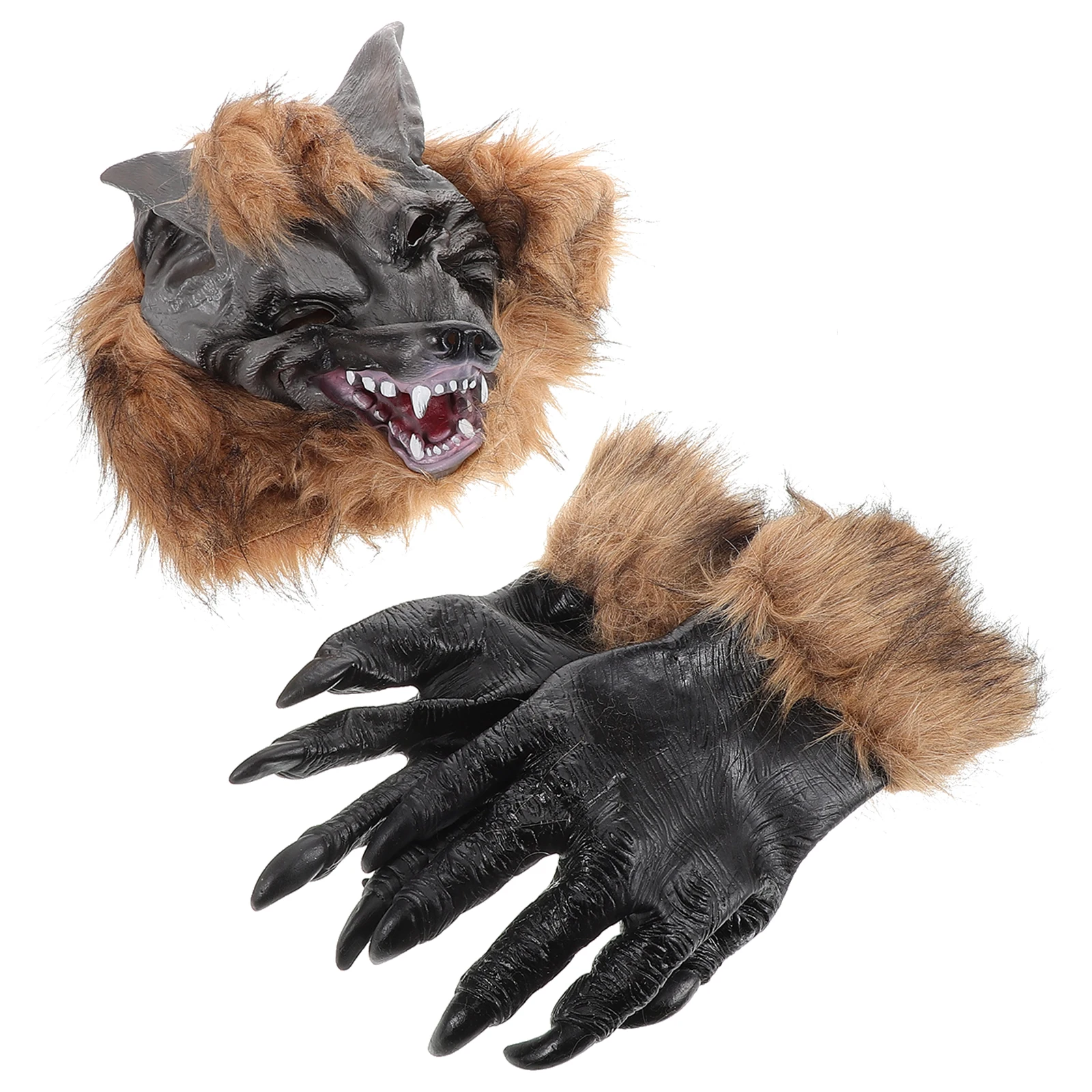 

1 set Wolf Head Mask Gloves Set Scary Costume for Halloween Party Cosplay Masquerade Horror Festival Adult Vinyl Face