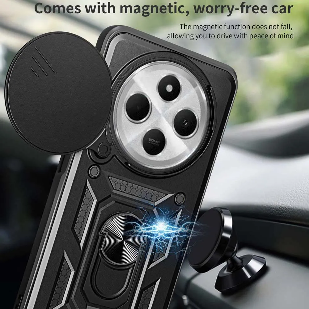 Shockproof Armor Case For Redmi 14C 4G Car Holder Phone Cover For Redmi 14C Camera Lens Protection Fundas
