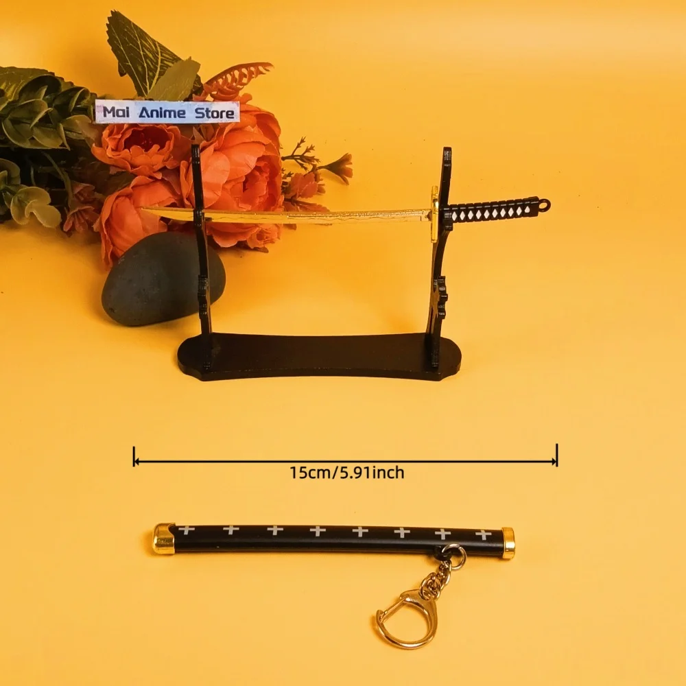 6 بوصة معدنية رورونوا زورو كاتانا أنيمي زورو نينجا سكين الأصلي صابر الحجم الحقيقي اليابانية كاتانا السيف الصلب لعبة غير حادة هدية