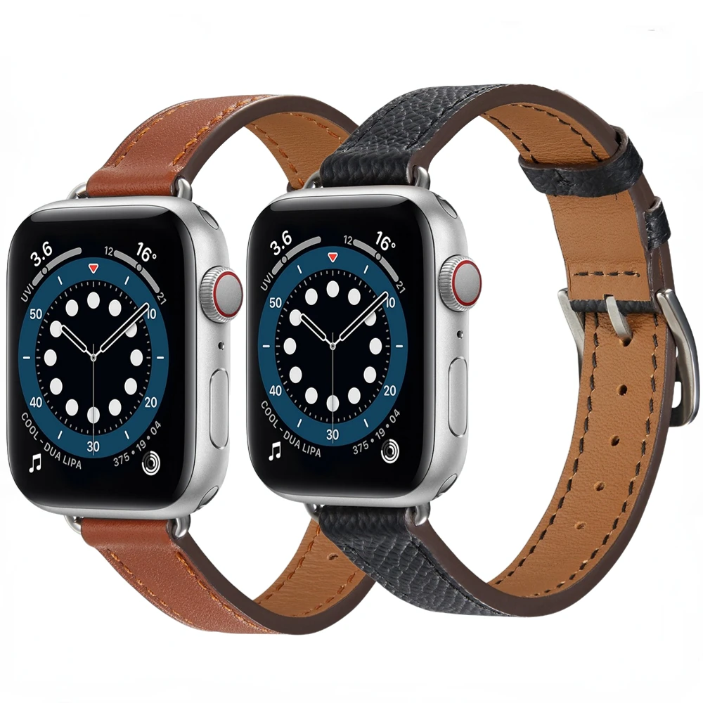 

Slim-fit Leather Strap for Apple Watch Band 45mm 41mm 44mm 40mm 42 38mm Men/Women Wristband for iWatch Series 87654SE Ultra 49mm