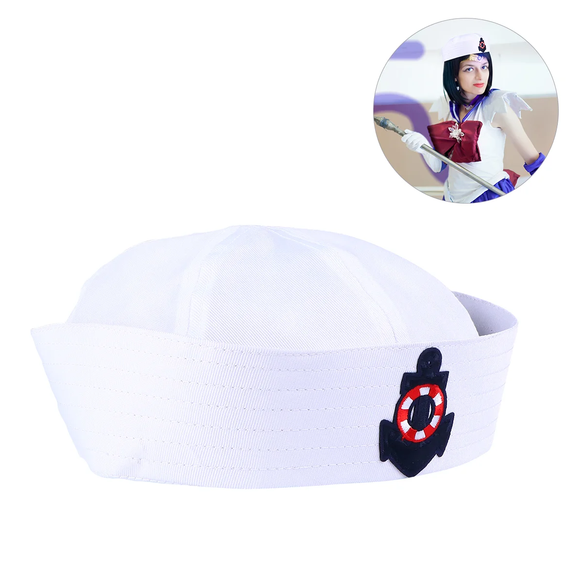 Sailor Hat Stage Show Props Cuffed White Navy Child Bonnet for Men Fabric Hats Captain