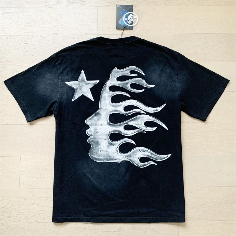 تيشيرتات Hellstar كلاسيكية مغسولة للرجال والنساء ، نمط مطبوع Y2K ، قطن خالص ، أكمام قصيرة ، هيب هوب ، صيف ، جديد