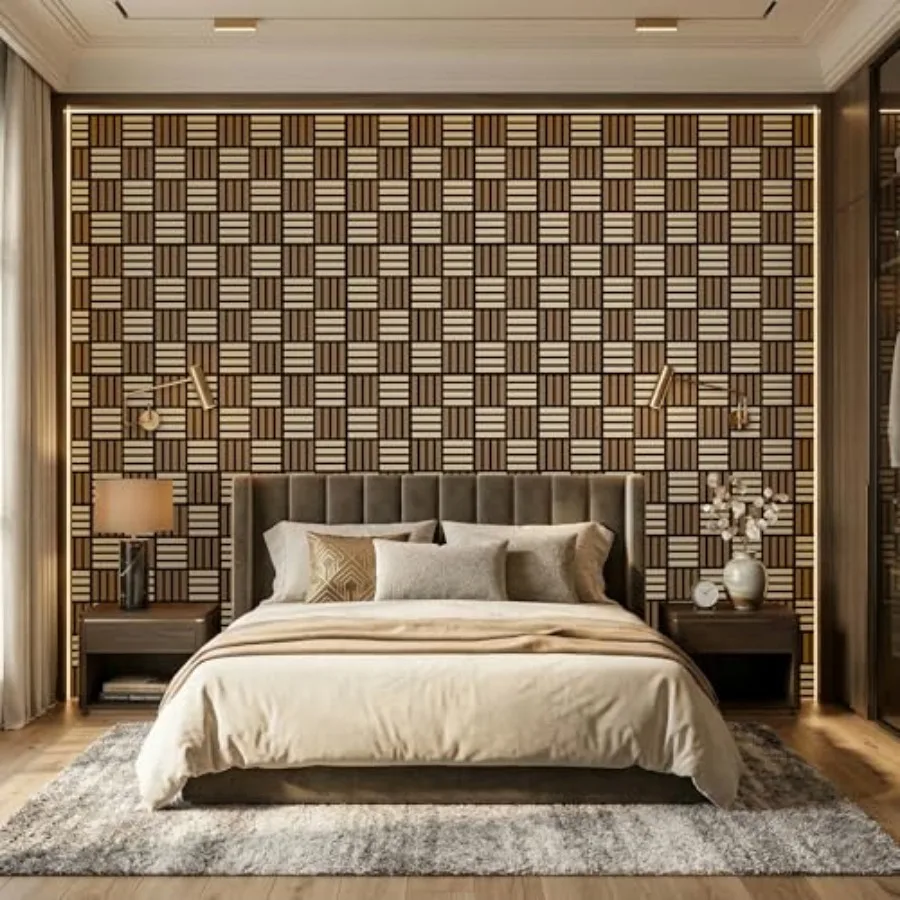 Wall Panels-4-Pack Wood 3D Wall Panels for Wall Decor, High Grille Soundproof Slat Acoustic Panels for Livg Room, TV Background - view 3