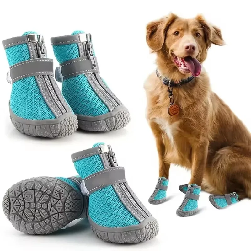 Botas transpirables de verano para perros con suelas antideslizantes que protegen las patas del pavimento caliente, suelos de madera dura, zapatos impermeables para mascotas pequeñas