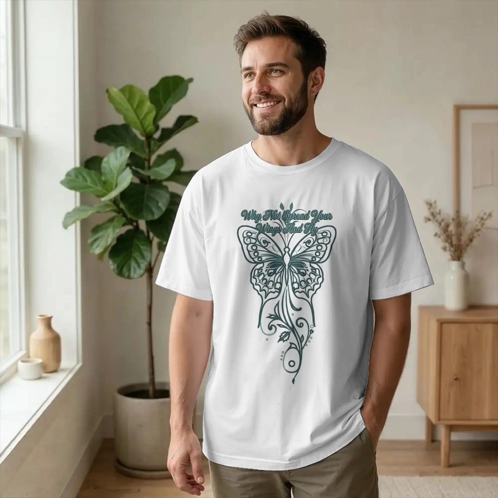 Men T-Shirts Vintage Hilary Duff Shirt Why Not Spread Your Wings And Fly Butterfly Funny Cotton Tee Shirt Short Sleeve T Shirt