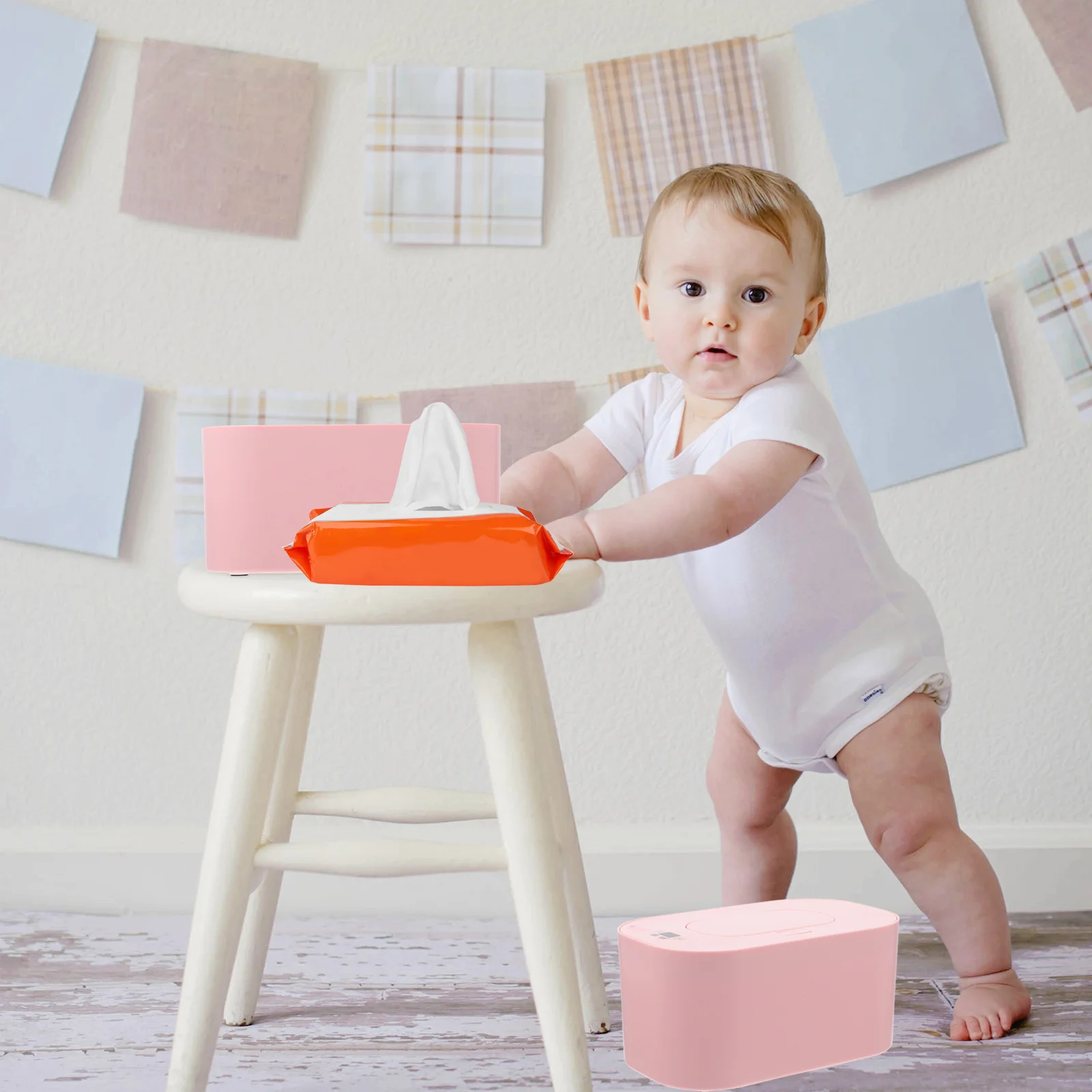 Aquecedor de tecido molhado para bebês, aquecedor portátil de lenços umedecidos, material abs pp, economia de energia, temperatura ajustável para uso noturno, lenços umedecidos para bebês