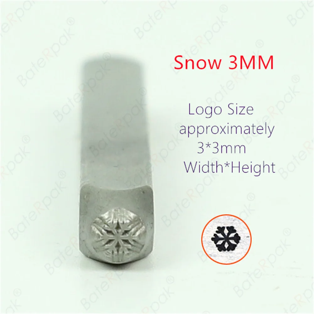 BateRpak 3MM Solid Footprint  Metal Jewelry Design Stamps,Snow Pattern DIY Bracelet/jewelry symbols steel stamp