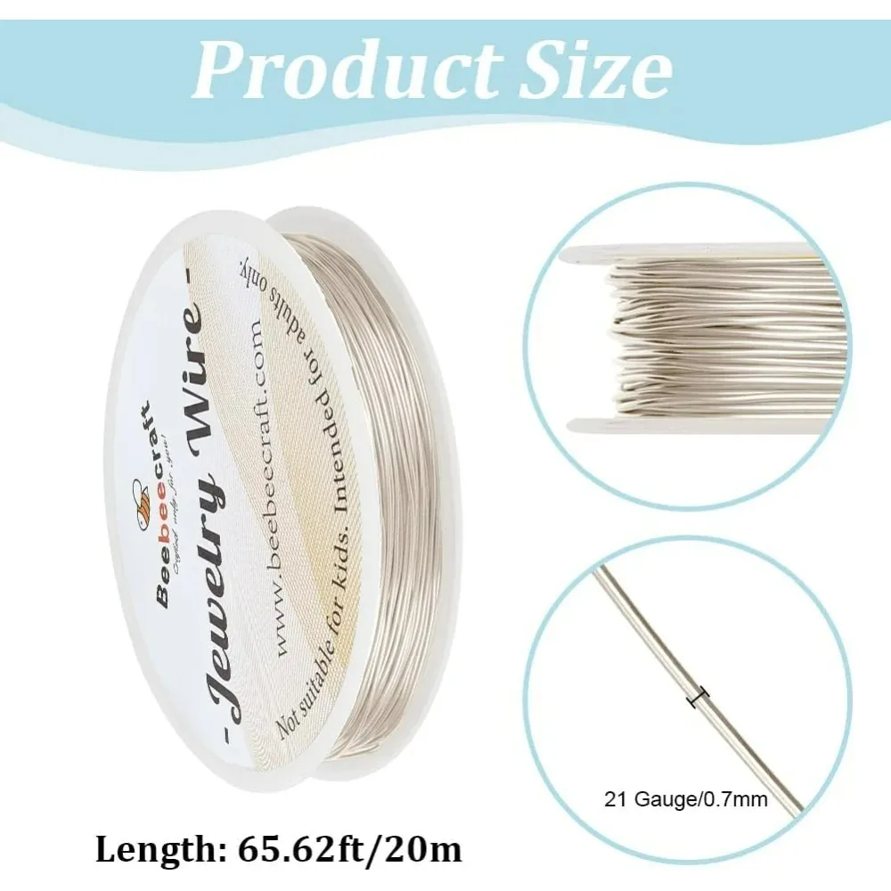 ลวดทองเหลืองกลมขนาด 21 เกจ ยาว 65.62 ฟุต สำหรับงานศิลปะ งานประดิษฐ์ งานร้อยลูกปัด งานพันลวด สำหรับทำสร้อยข้อมือ สร้อยคอ ต่างหู ชุดทำเครื่องประดับ DIY