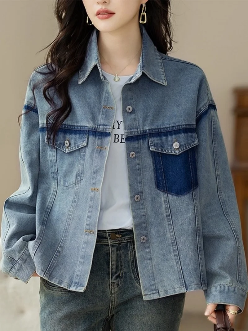

Denim Jacket For Women Spring And Autumn 2025 Large Size Design Korean Version Loose Casual Fashion Popular Coat W541