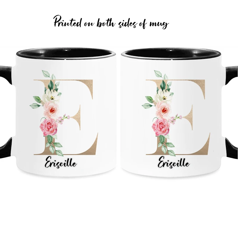 

Personalize Name Coffee Mug, 5 Colours Floral Mugs, Tea and Milk Cup, Office Mouth Mugs, Original and Funny Cups to Give Away